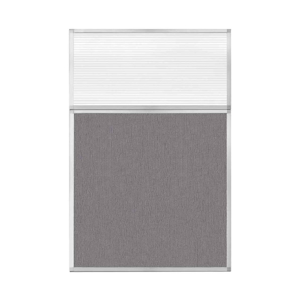 Hush Panel Configurable Cubicle Partition 4' x 6' W/ Window Slate Fabric Clear Fluted Window